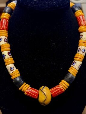 Vintage African evil eye trade beads jewelry set